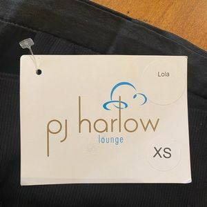 PJ Harlow Lola satin lounge pants. Black XS NWT 28” inseam yoga pant waist